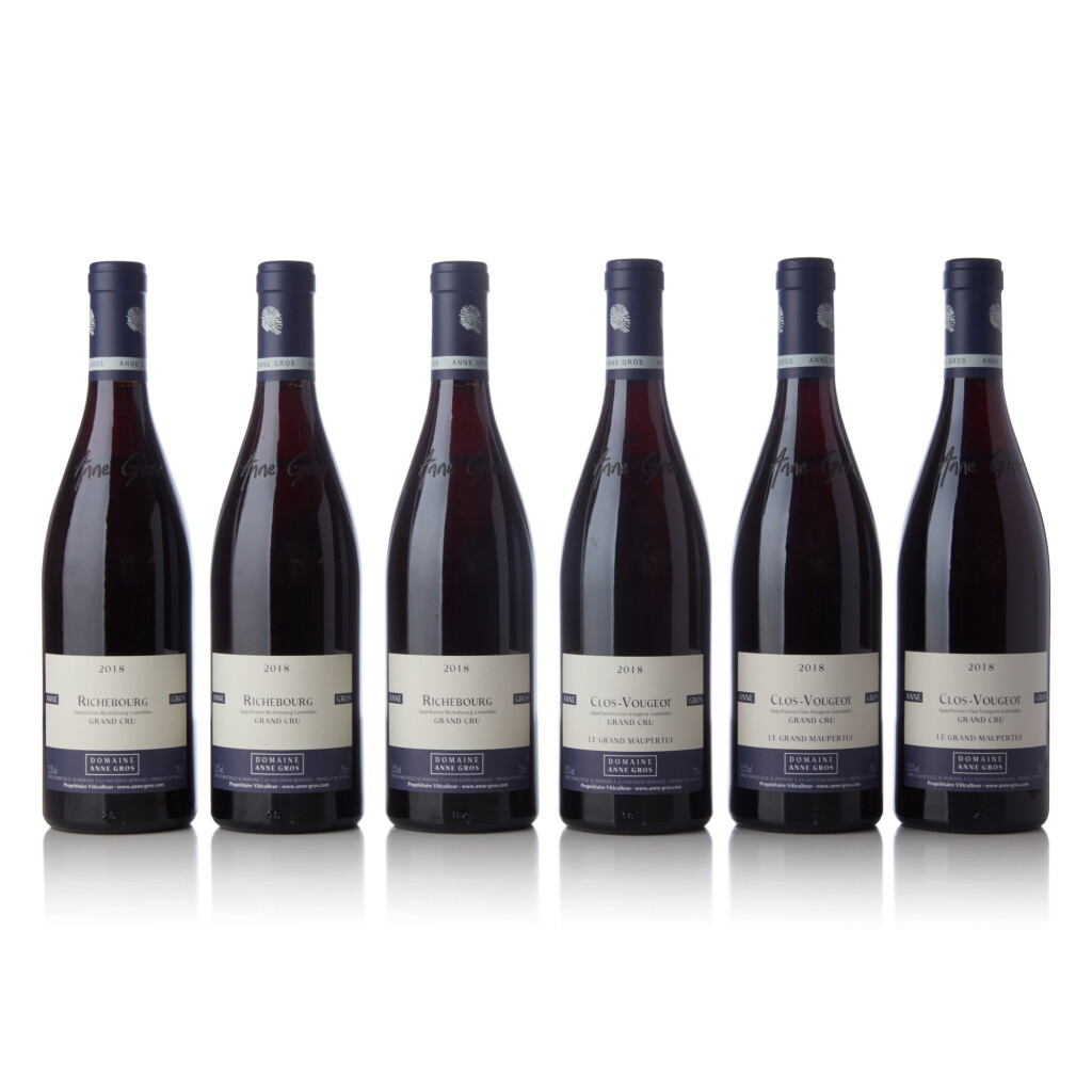 View full screen - View 1 of Lot 550. Clos Vougeot, Le Grand Maupertui and Richebourg 2018 from Anne Gros (6 BT).