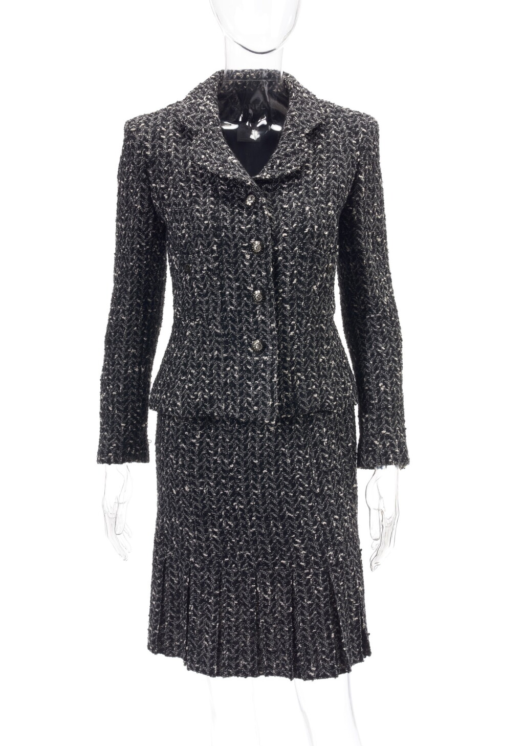 View full screen - View 1 of Lot 124. Black and white wool ensemble.