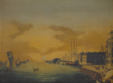 View full screen - View 1 of Lot 193. Harbor Scene, Possibly Baltimore.