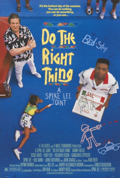 View full screen - View 1 of Lot 250. DO THE RIGHT THING (1989) POSTER, US, SIGNED BY SPIKE LEE.