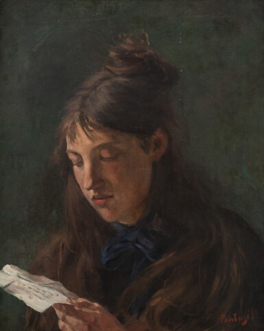 View full screen - View 1 of Lot 101. A young woman reading | Fille lisant.