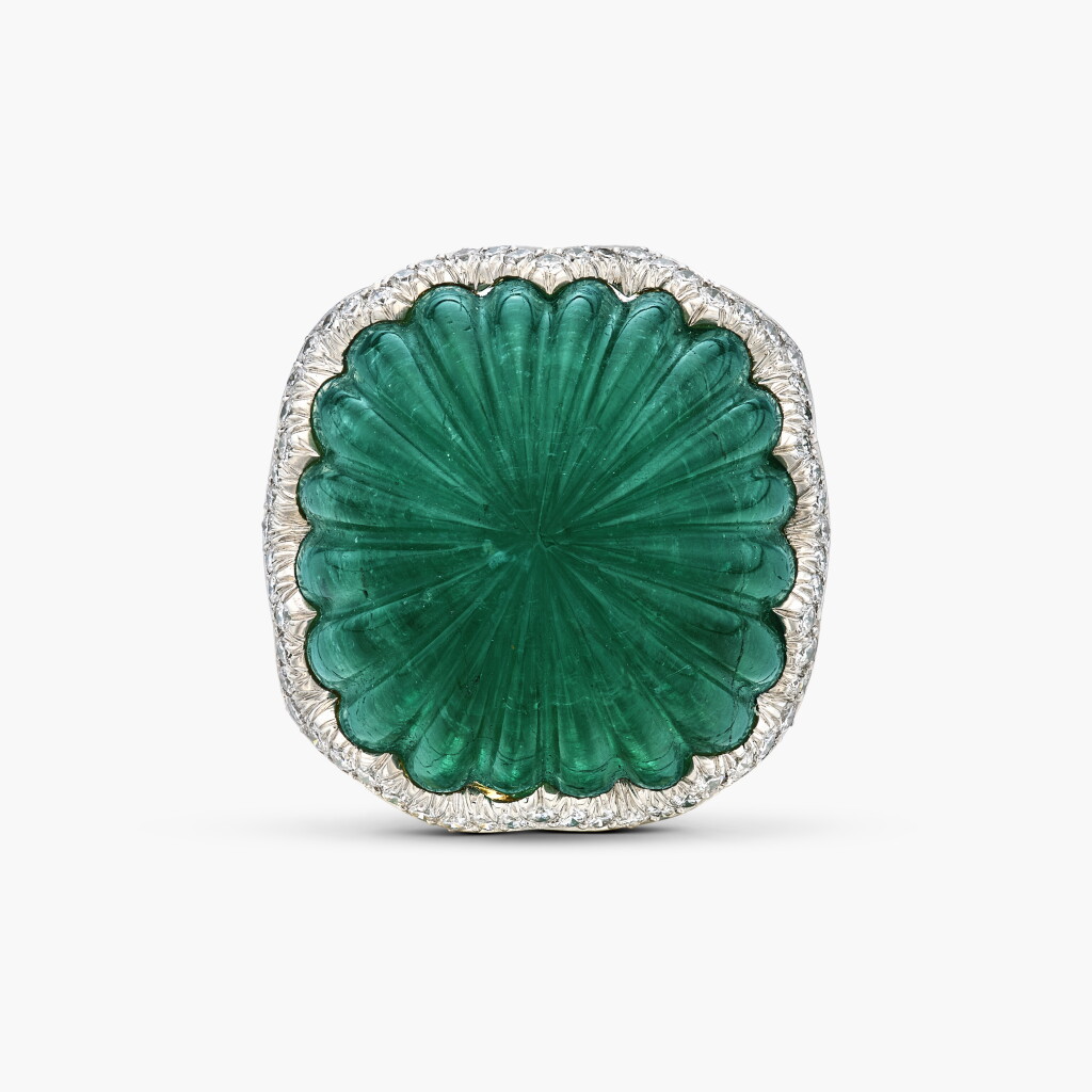View full screen - View 1 of Lot 99. Emerald and Diamond Ring 祖母綠 配 鑽石 戒指.