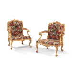 Paire de fauteuils en bois doré d'époque George III, vers 1765, à la manière de Thomas Chippendale, probablement par Charles Arbuckle
