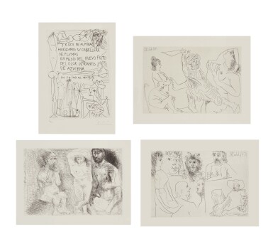 View full screen - View 1 of Lot 91. PABLO PICASSO | EL ENTIERRO DEL CONDE DE ORGAZ: 4 PLATES (B. 1465-67, 1476; BA. 667, 1377-78, 1387, SEE C. BKS. 146).