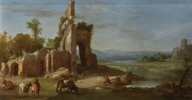 View full screen - View 1 of Lot 30. BARTHOLOMEUS BREENBERGH | An Italianate landscape with ruins.