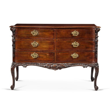 View full screen - View 1 of Lot 135. A George III Carved Mahogany Commode in the manner of William Hallett or Thomas Chippendale, Circa 1760 .
