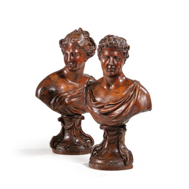 View full screen - View 1 of Lot 21. PROBABLY FLEMISH, LATE 17TH / EARLY 18TH CENTURY | COUPLE DRESSED IN ANTIQUE STYLE.