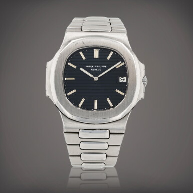 View full screen - View 1 of Lot 102. Nautilus, reference 3700/1A Montre bracelet en acier avec date | Stainless steel wristwatch with date and bracelet Vers 1979 | Circa 1979.