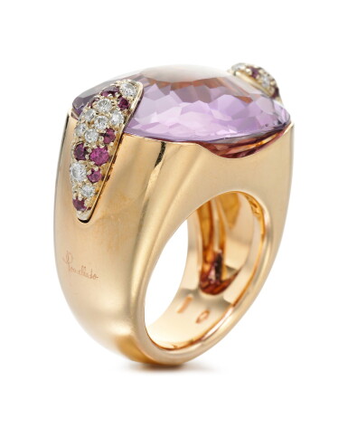 View full screen - View 1 of Lot 106. AMETHYST, PINK SAPPHIRE AND DIAMOND RING, POMELLATO.