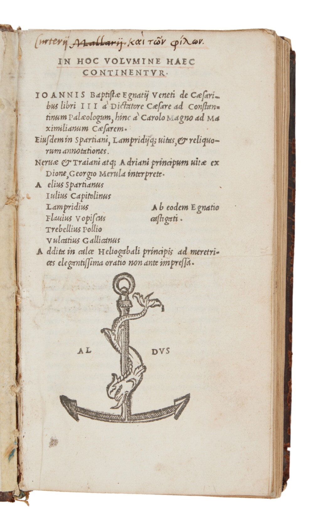 View full screen - View 1 of Lot 697. Egnazio, De Caesaribus, Venice, Heirs of Aldo & Torresano, 1516, contemporary French calf .