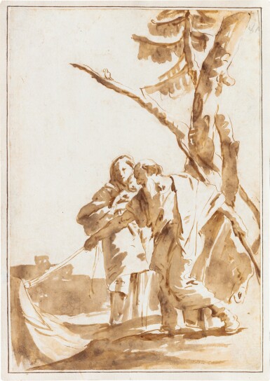 View full screen - View 1 of Lot 34. The Flight into Egypt, Joseph pulling the boat to the shore.