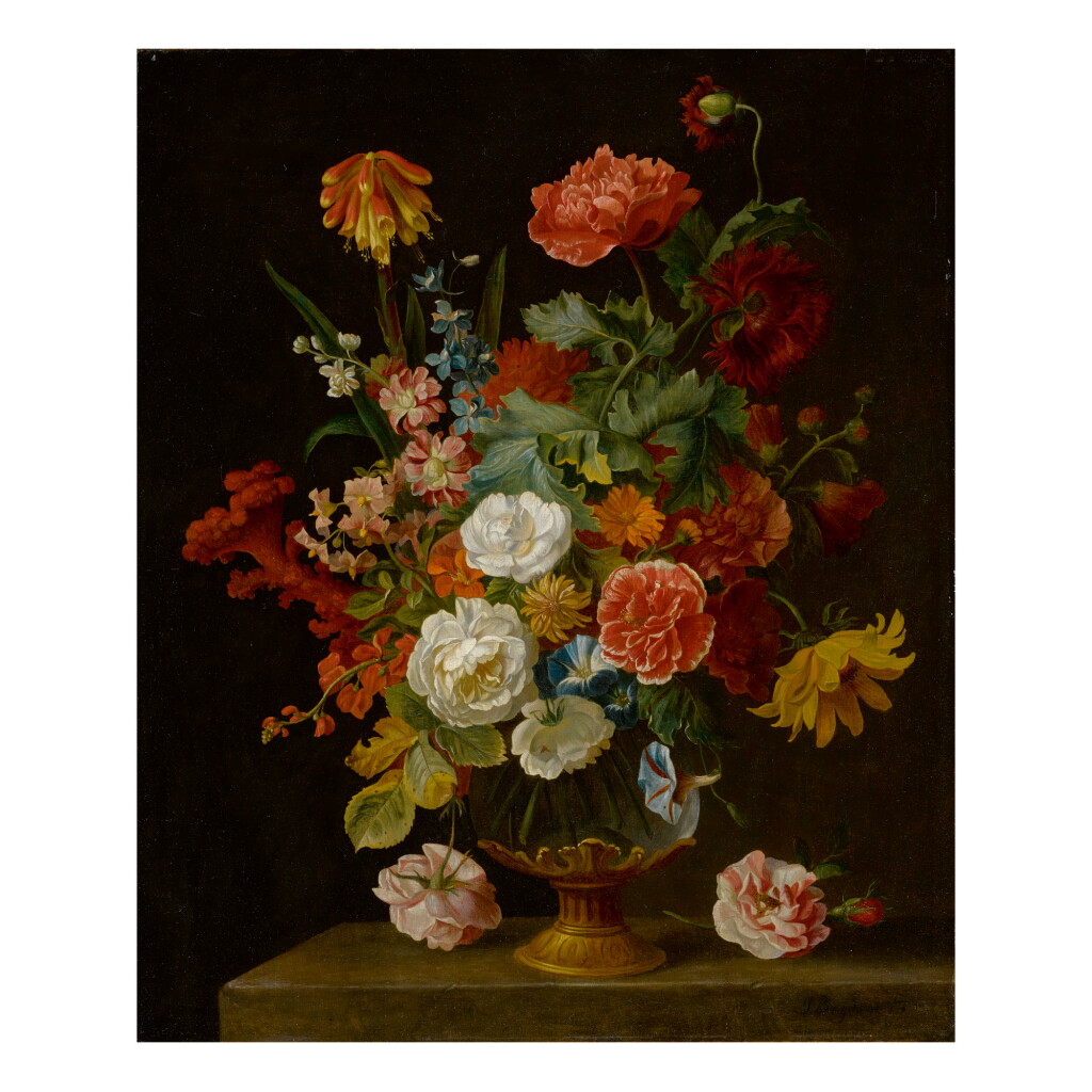 View full screen - View 1 of Lot 107. JAKOB BOGDÁNY | STILL LIFE OF FLOWERS IN A VASE.