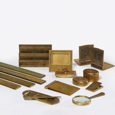 View full screen - View of Thirteen-Piece "Adam" Desk Set.