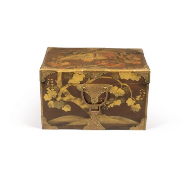 View full screen - View 1 of Lot 366. A gold lacquer and gilt-copper mounted hasamibako, Japan, Meiji period, 19th century.