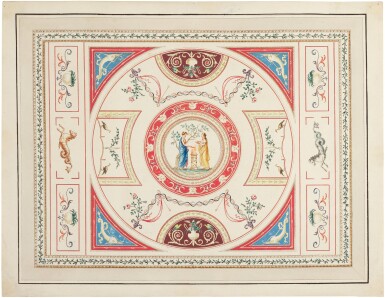 View full screen - View 1 of Lot 85. Mythological figures set within elaborate decorative schemes (a pair).