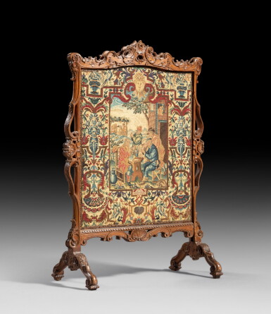View full screen - View 1 of Lot 11. A carved walnut fire screen, French Régence, circa 1720 | Ecran de cheminée en noyer sculpté d'époque Régence, vers 1720.