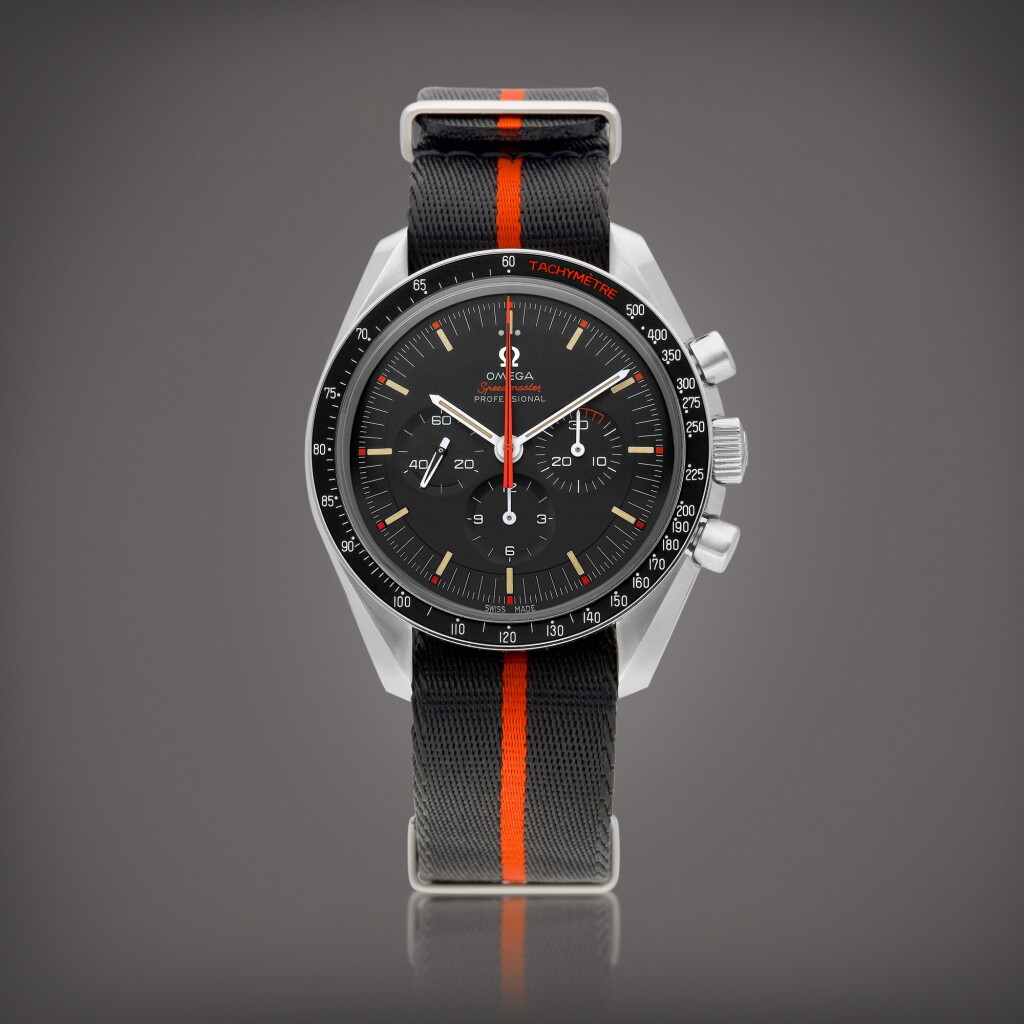 View full screen - View 1 of Lot 8778. Omega Speedmaster Speedy Tuesday "Ultraman", Reference 311.12.42.30.01.001 | A limited edition stainless steel chronograph wristwatch, Made to commemorate the Japanese science fiction TV show "Return of Ultraman", Circa 2018 | 歐米茄 超霸系列 Speedy Tuesday "Ultraman" 型號311.12.42.30.01.001 | 限量版精鋼計時腕錶,為紀念日本特攝片"歸來的超人"而製,約2018年製.