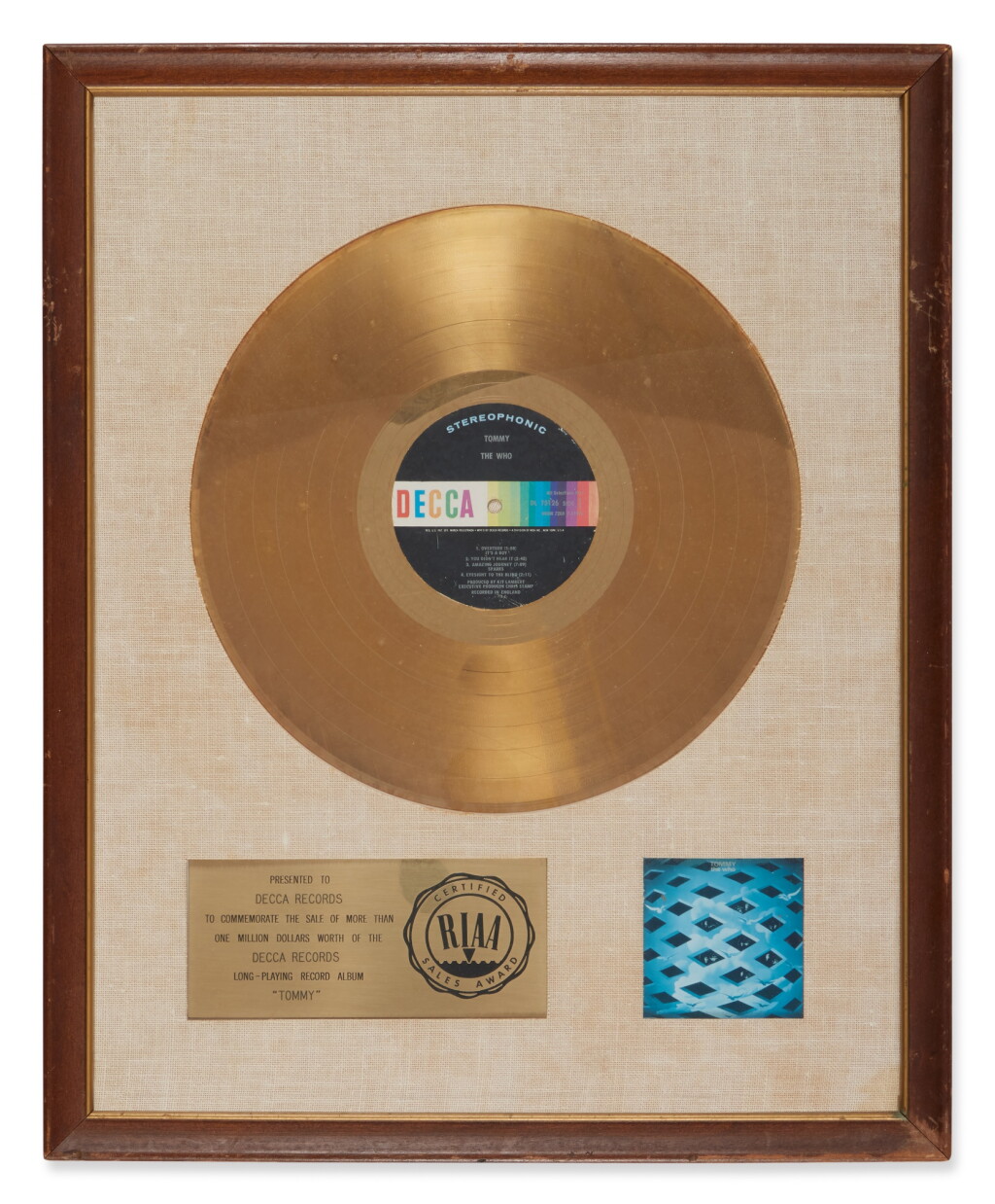 View full screen - View 1 of Lot 62. The Who | Gold record presented for "Tommy".