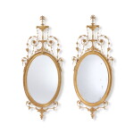 A Pair of George III Giltwood Oval Mirrors, circa 1790