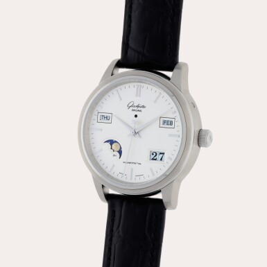 View full screen - View 1 of Lot 365. Senator, Reference 3950021204 | A stainless steel triple calendar week wristwatch with moon phases | Circa 2008.