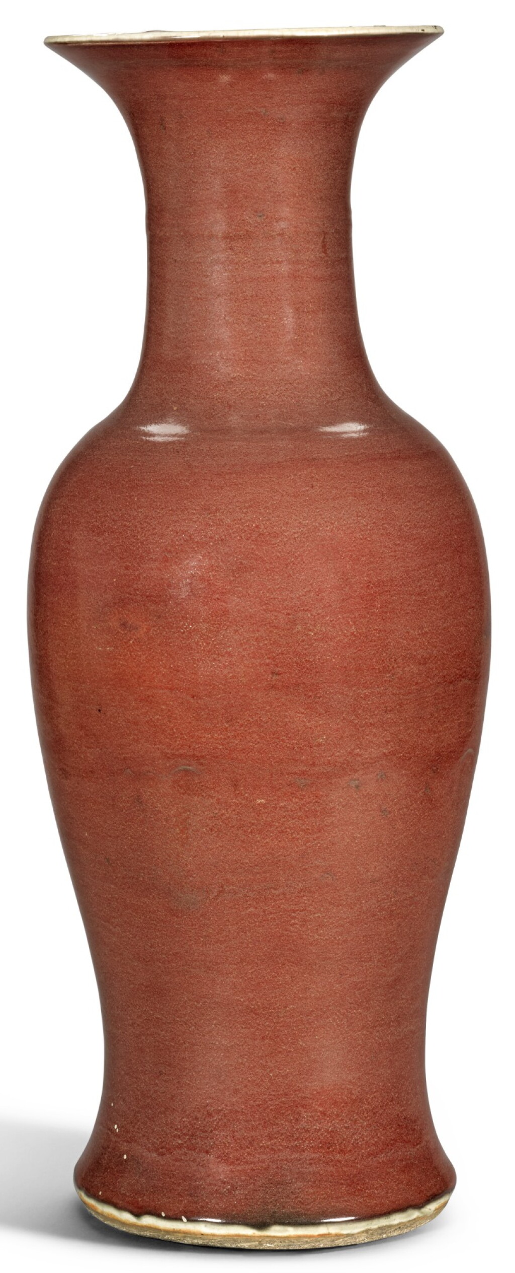 View full screen - View 1 of Lot 344. A LARGE RED-GLAZED VASE QING DYNASTY, 19TH CENTURY | 清十九世紀 紅釉撇口大瓶.