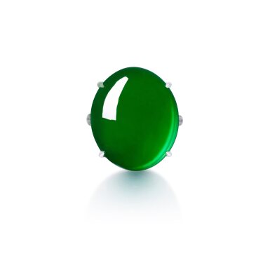 View full screen - View 1 of Lot 1925. Jadeite and Diamond Ring | 天然翡翠 配 鑽石 戒指.