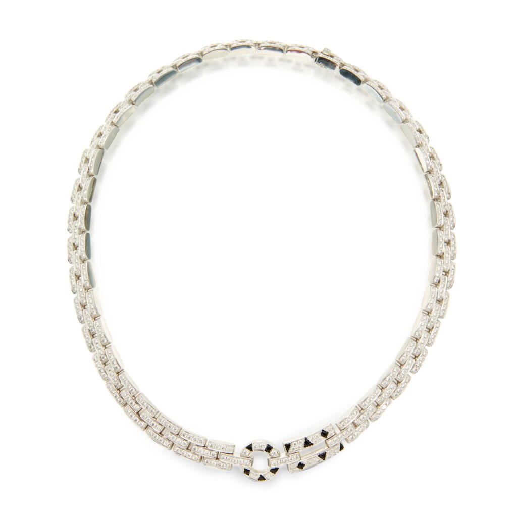 View full screen - View 1 of Lot 162. Diamond and Onyx 'Maillon Panthére' Necklace, France.