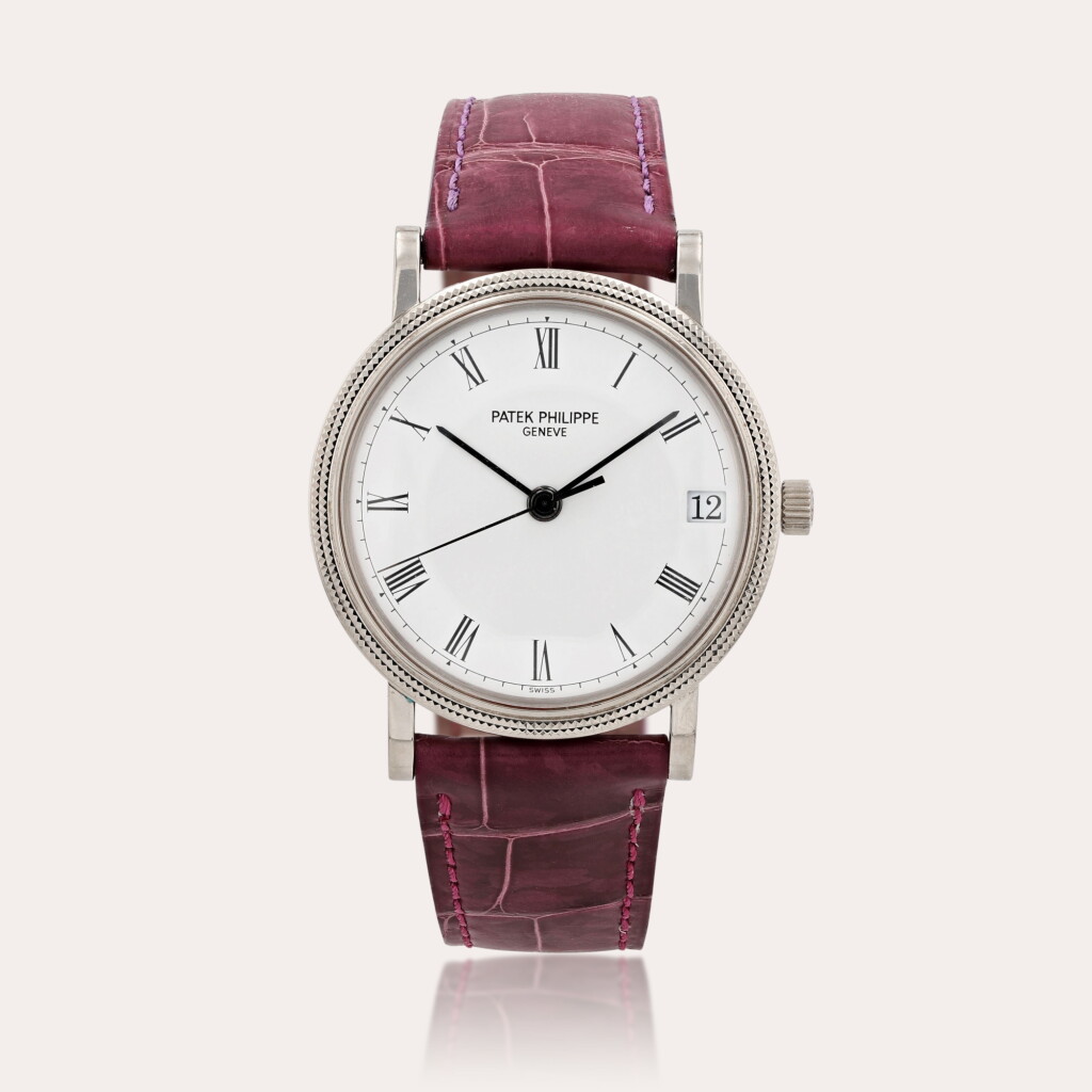 View full screen - View 1 of Lot 386. Calatrava 'Clou de Paris', reference 3802/200G Montre bracelet en or blanc avec date | White gold wristwatch with date Vers 1996 | Circa 1996.
