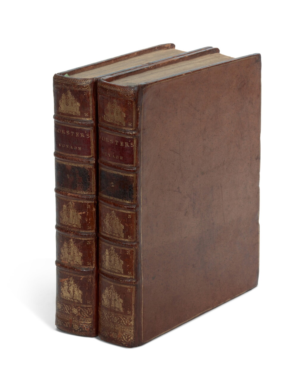 View full screen - View 1 of Lot 76. George Forster | A Voyage round the world, 1777, 2 volumes, 4to, calf.