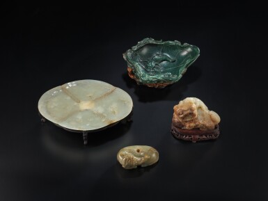 View full screen - View 1 of Lot 221. A group of four jade carvings, Qing dynasty | 清 玉雕一組四件.