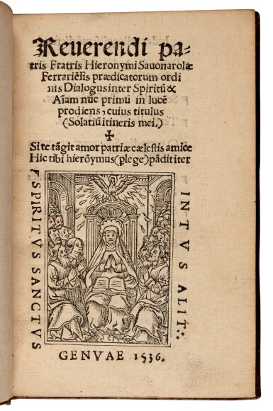 View full screen - View 1 of Lot 207. Savonarola | three works in a tan morocco binding for De Thou, 1536-1564, Watson-Taylor & Heber copy.