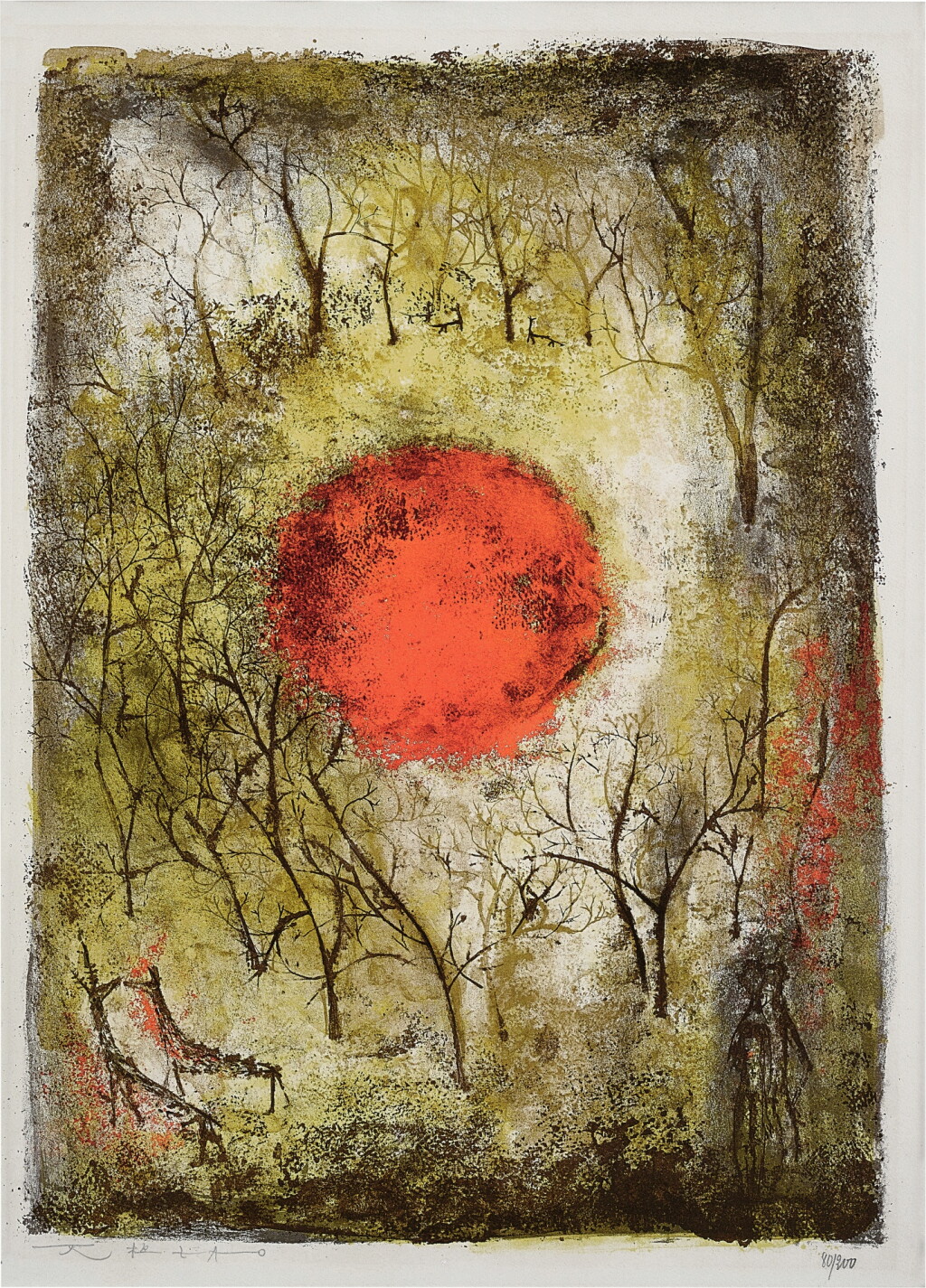 View full screen - View 1 of Lot 846. Zao Wou-Ki 趙無極 | Le soleil rouge 紅日.