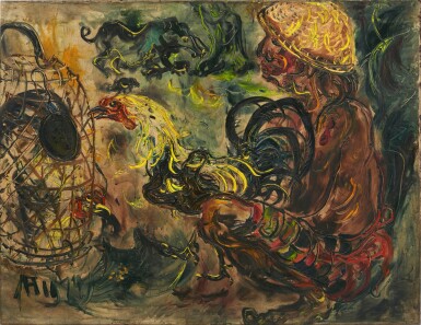 View full screen - View 1 of Lot 1047. Affandi 阿凡迪 | Balinese Gambler 巴厘島賭徒.