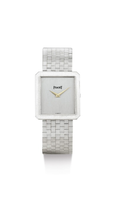 View full screen - View 1 of Lot 8158. PIAGET | REFERENCE 9154, A WHITE GOLD BRACELET WATCH, CIRCA 1970.