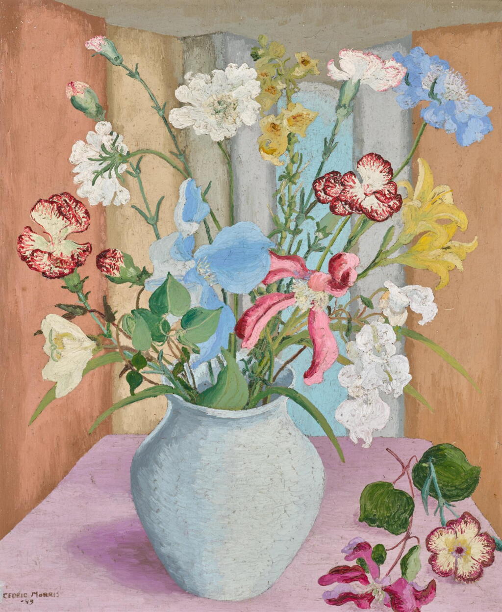 View full screen - View 1 of Lot 101. SIR CEDRIC MORRIS | STILL LIFE (SCABIOUS, CARNATIONS AND HEMEROCALLIS).