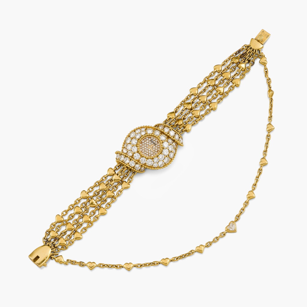 View full screen - View 1 of Lot 126. Gold and Diamond Bracelet Watch.