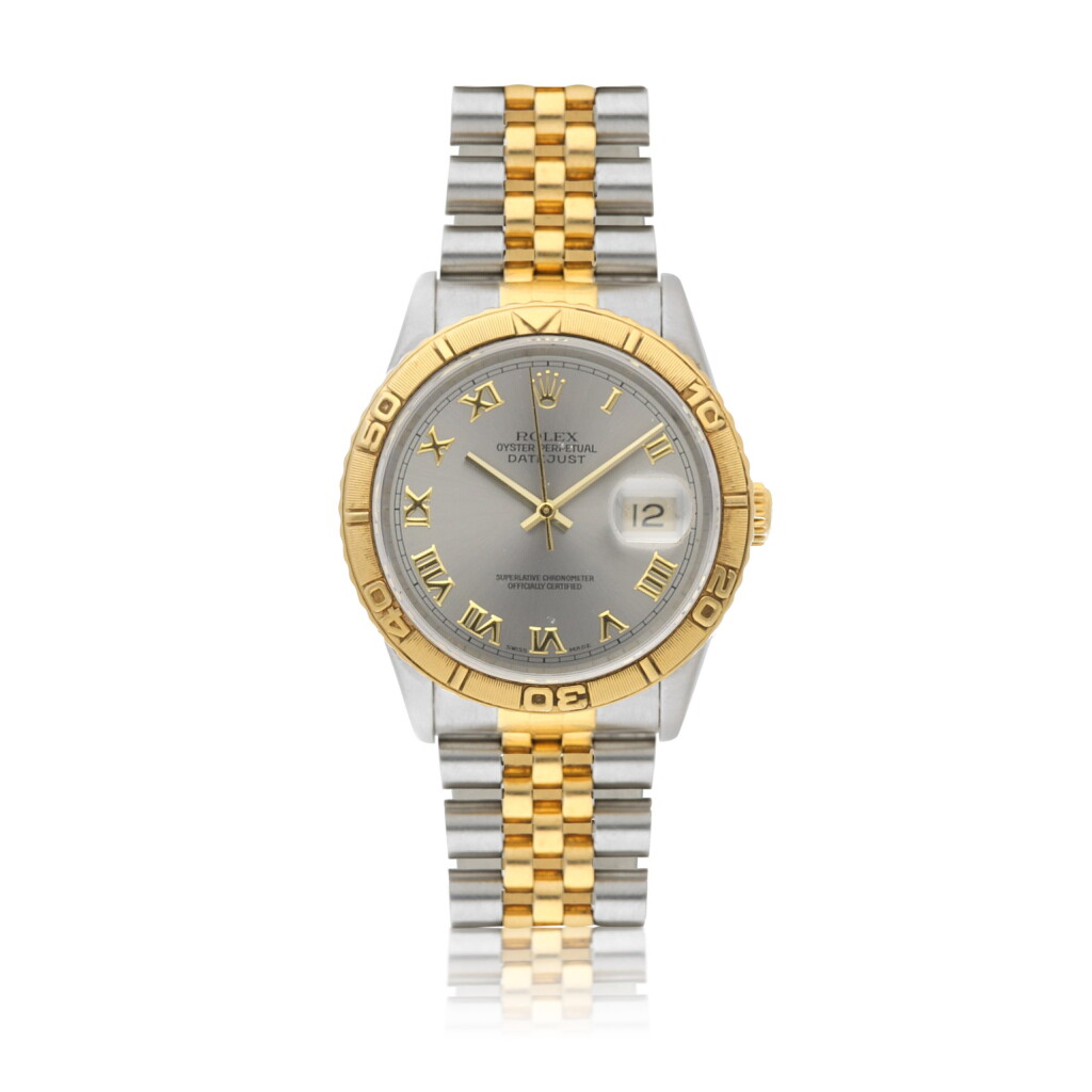 View full screen - View 1 of Lot 155. ROLEX | REF 16263/16200 DATEJUST 'THUNDERBIRD', A YELLOW GOLD AND STAINLESS STEEL AUTOMATIC WRISTWATCH WITH DATE AND BRACELET CIRCA 1997.