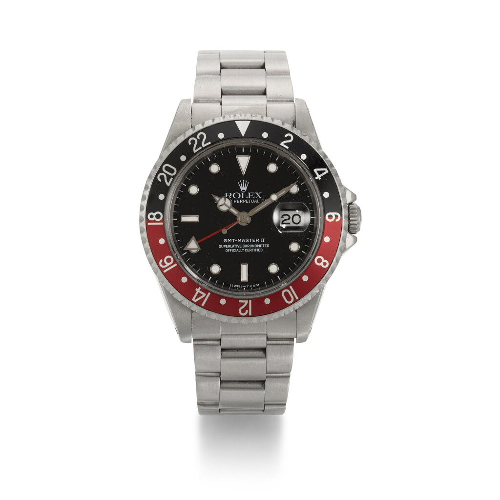View full screen - View 1 of Lot 336. ROLEX | GMT-MASTER II, REF 16710, STAINLESS STEEL DUAL-TIME WRISTWATCH WITH DATE AND BRACELET, CIRCA 1991.