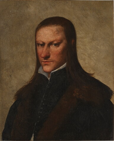 View full screen - View 1 of Lot 74. Portrait of a man, bust-length, with long hair and a fur-lined coat.