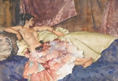 View full screen - View 1 of Lot 56. SIR WILLIAM RUSSELL FLINT, R.A., P.R.W.S. | OLEARIA.
