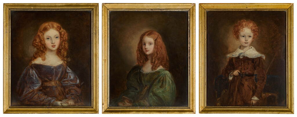 View full screen - View 1 of Lot 72. Three portraits of Lady Eleanora, Lady Constance and Lord Paget as children.