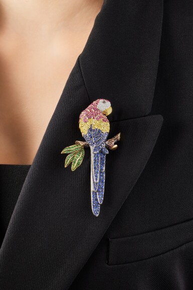 View full screen - View 1 of Lot 2701. Gem Set and Diamond Brooch | 寶石及鑽石胸針.