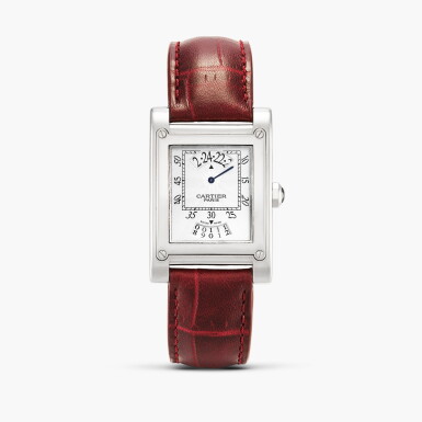 View full screen - View 1 of Lot 2236. Tank À Vis "CPCP", Reference 2554 | A white gold wristwatch with date and wandering hours, Circa 2006.