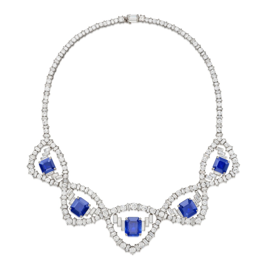 View full screen - View 1 of Lot 56. A Magnificent Sapphire and Diamond Necklace.