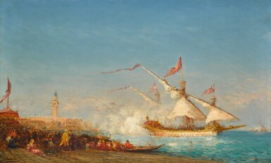 View full screen - View 1 of Lot 44. Le Bucentaure quittant le bassin.