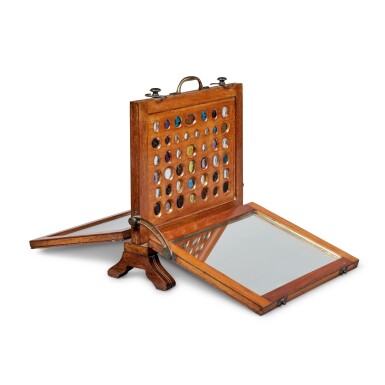 View full screen - View 1 of Lot 1853. A Collection of Victorian Glass Intaglios in a Mahogany Case, Late 19th Century.