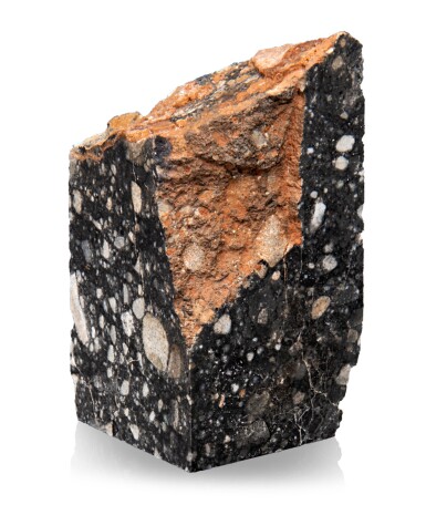 View full screen - View 1 of Lot 87. A Piece of The Moon — A cut and polished section of the quintessential lunar brecia, NWA 12691.