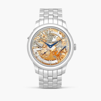 View full screen - View 1 of Lot 2387. Répétition Souveraine | A stainless steel semi-skeletonised minute repeating wristwatch with power reserve, smoked sapphire crystal and bracelet, Circa 2022.
