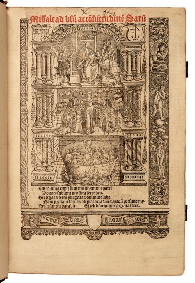 View full screen - View 1 of Lot 220. Missal, use of Sarum, Paris, 1514, old wooden boards with later spine.
