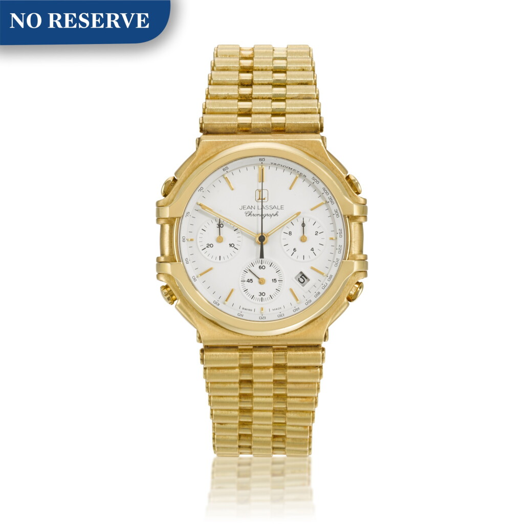 View full screen - View 1 of Lot 87. Thalassa Yellow Gold Chronograph Wristwatch With Date, Bracelet And Split-Seconds Functionality Circa 1990.